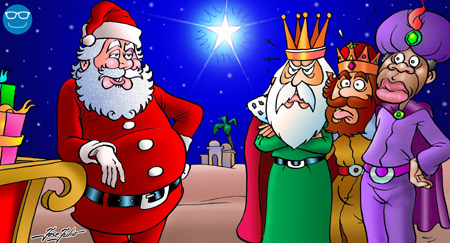 Reis Magos no dia de Pap Noel