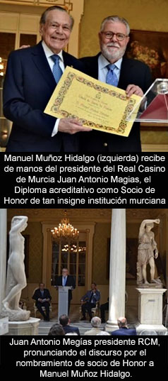 El Titulo de Socio de Honor del Real Casino de Murcia para el dramaturgo Manuel Muñoz Hidalgo