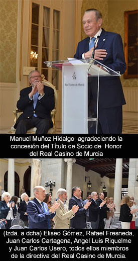 El Titulo de Socio de Honor del Real Casino de Murcia para el dramaturgo Manuel Muñoz Hidalgo