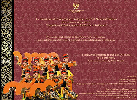 Indonesia celebra el 71 aniversario de la Independencia con bailes y canciones folclóricas en Madrid 