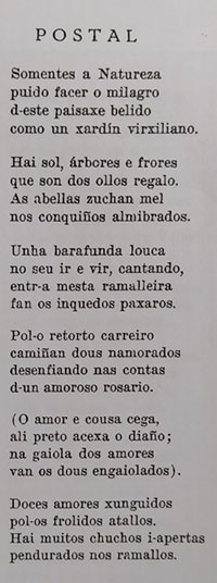 A poesía de Avelino Díaz en Debezos (27): 'Postal' (1)