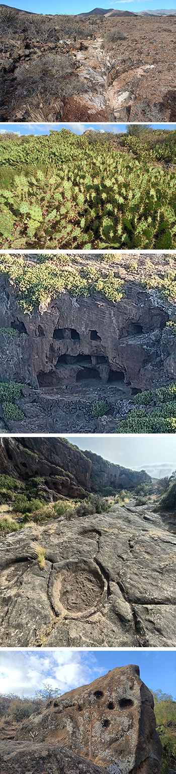 La cañada de Lomo Gordo y la cañada frente a las cuevas de Cruz de Jerez