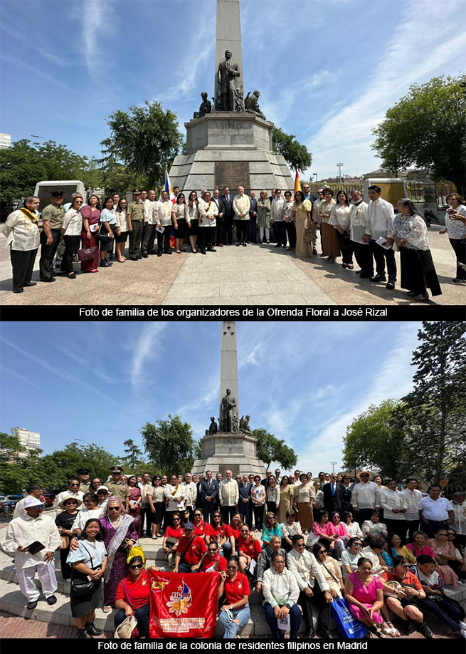 Ofrenda floral ante el Monumento de José Rizal por el 162º aniversario de su nacimiento