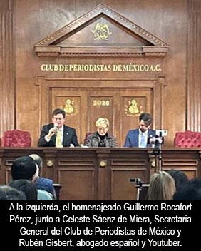 El escritor Guillermo Rocafort Pérez recibe un homenaje por el Club de Periodistas de México