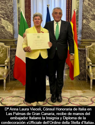 Condecorados con la Orden de la Estrella de Italia los cónsules honorarios de Málaga y las Palmas