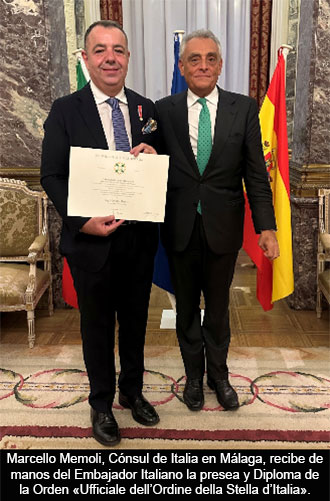 Condecorados con la Orden de la Estrella de Italia los cónsules honorarios de Málaga y las Palmas