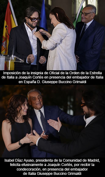 Joaquín Cortés, condecorado con la insignia de Oficial de la Orden de la Estrella de Italia