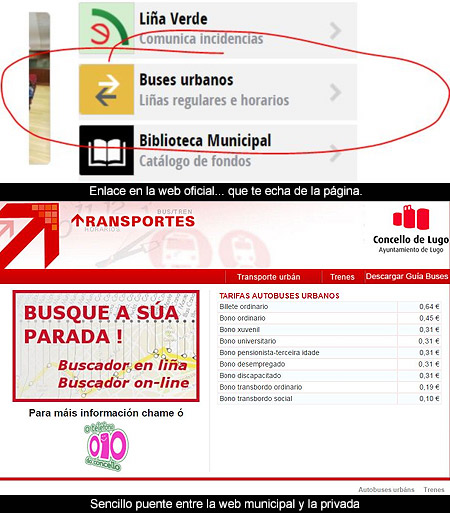 La web NO municipal sobre líneas y horarios de autobús de Lugo