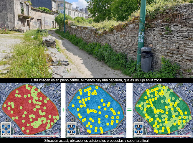 Un casco histórico con déficit de papeleras