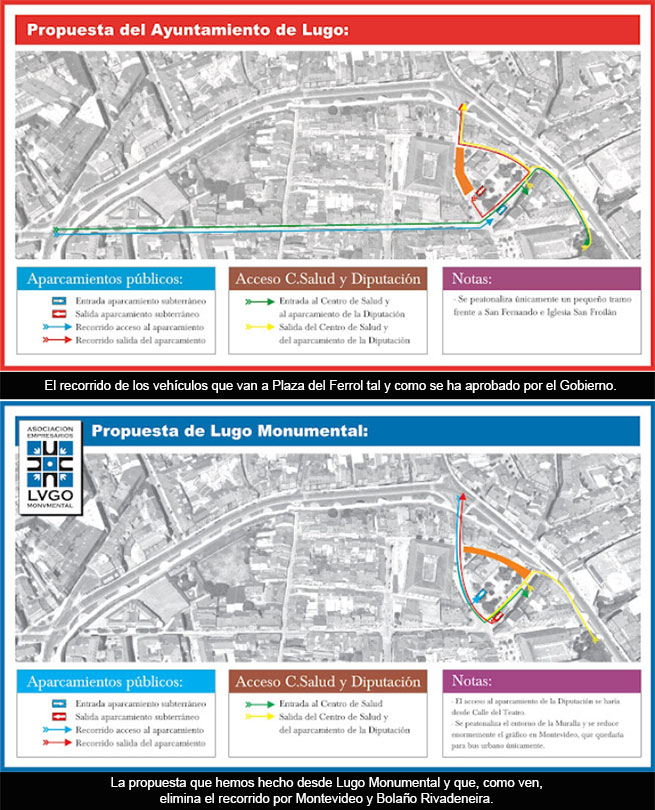 La 'peatonalización' de Lugo aumenta el espacio de circulación para los coches