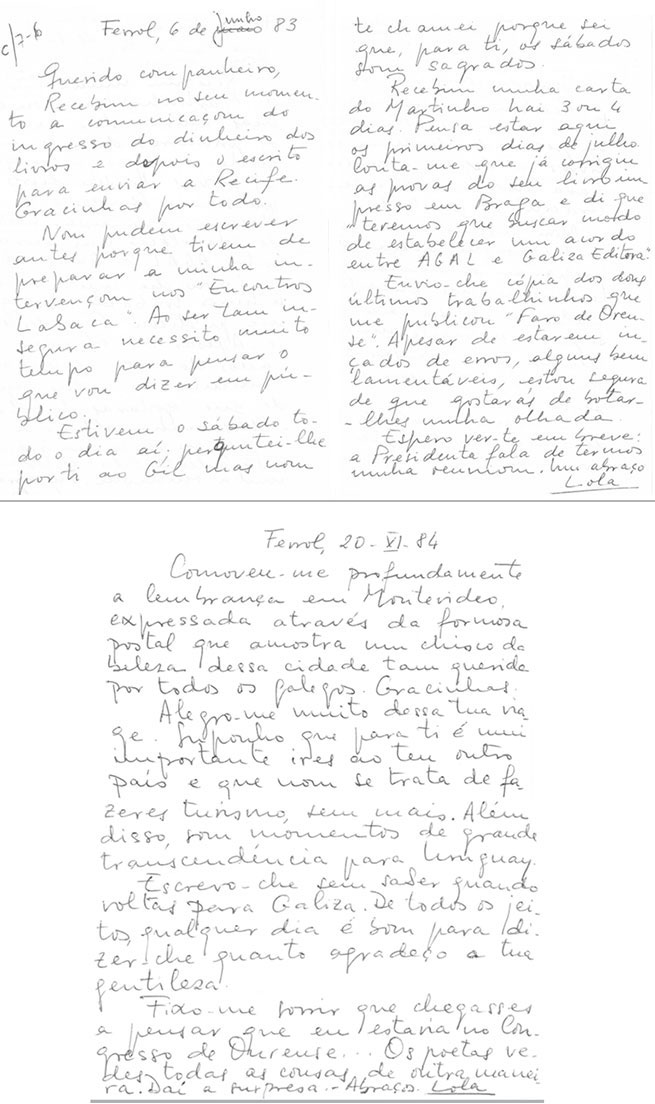 Epistolario de María das Dores Arribe e Jose María Monterroso (1983-1984)