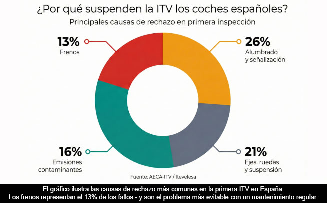 Por qué los fallos en los frenos concentran el 13% de los defectos graves en la ITV y cómo evitarlos