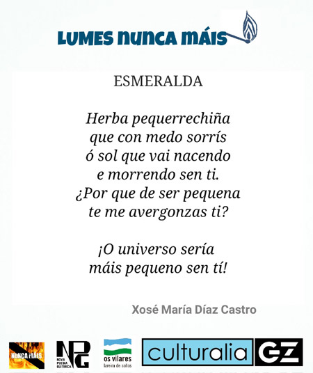 Poemas pendurados de farolas: Lumes Nunca Máis!!