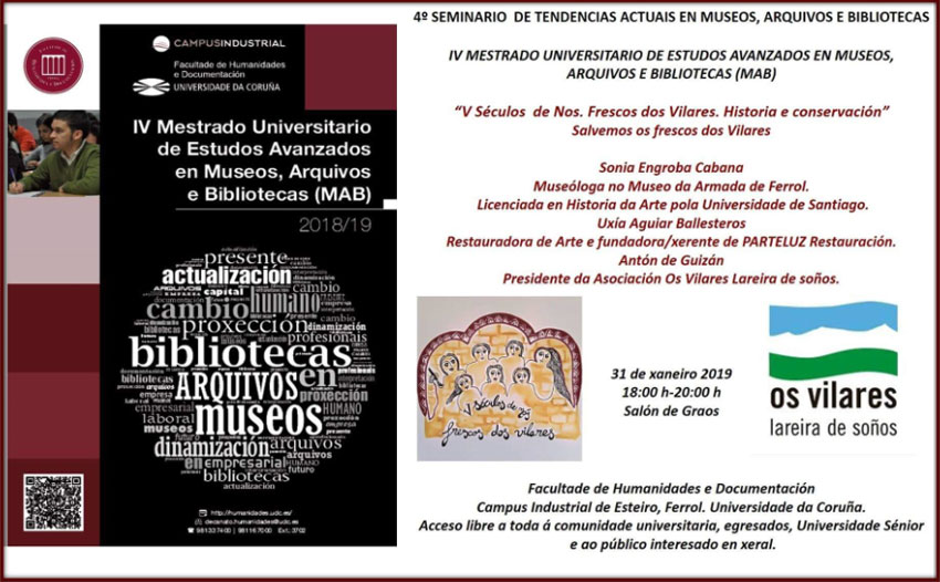 Os Frescos dos Vilares formarán parte do Máster de Estudos Avanzados de Museos, Arquivos e Bibliotecas (MAB) da USC no Campus Industrial de Ferrol