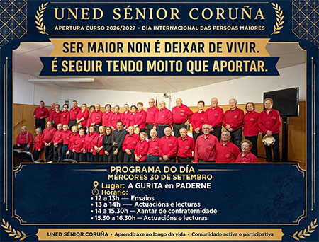 A UNED Sénior Coruña reivindica o papel activo das persoas maiores e abre o curso 2026/2027
