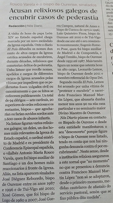 Carta abierta a los medios de comunicación y a la sociedad del cura de Xestoso y de Momán