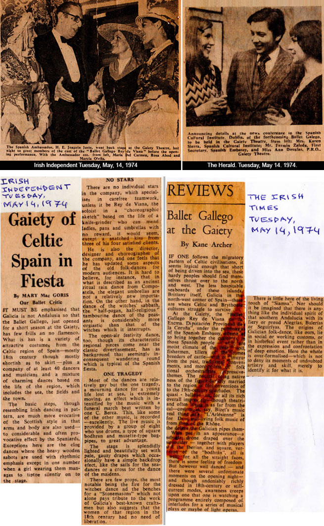 El Ballet Gallego Rey de Viana en Irlanda en 1974